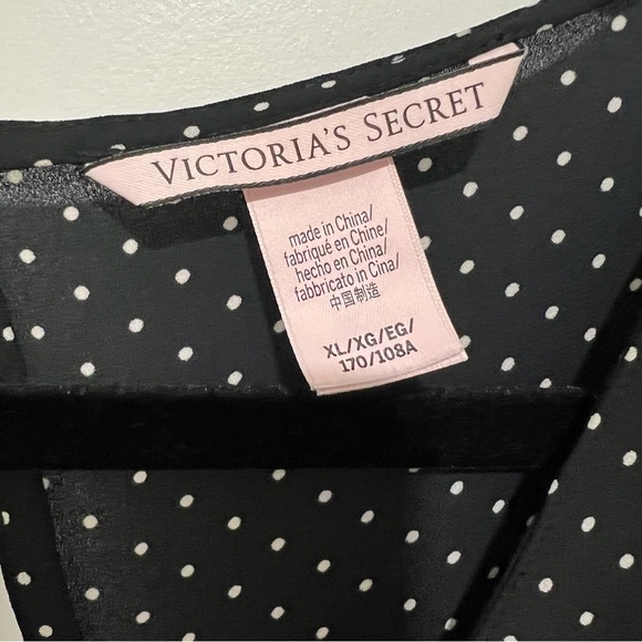 Victoria’s Secret Satin Ruched Front Cutout Romper Black & White Polka Dot Sz XL - Picture 6 of 12